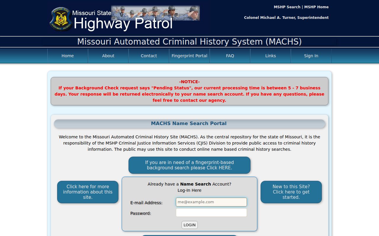 Stone County criminal history MACHS name search