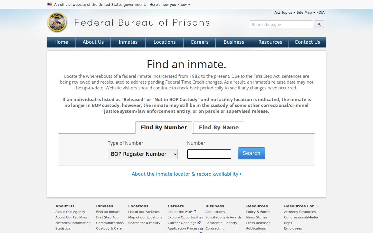 Federal prisoner locator distinct from Stone County arrest records
