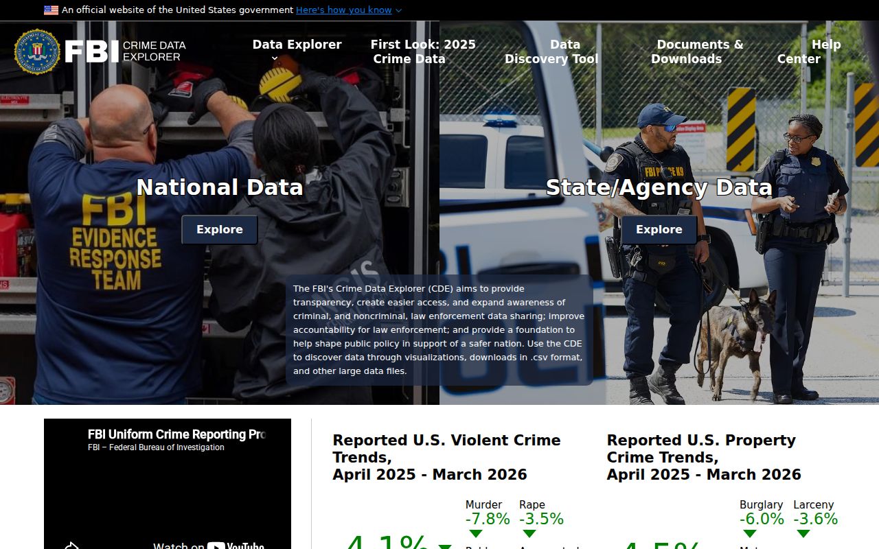 FBI Crime Data Explorer for Reeds Spring police criminal record statistics